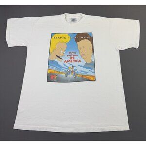 Rare Vintage 1996 90s MTV Beavis Butthead Do America Movie Promo Comedy XL Tee